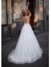 Illusion Neck Ivory Lace Glitter Tulle Wedding Dress Illusion Neck Ivory Lace Glitter Tulle Wedding Dress